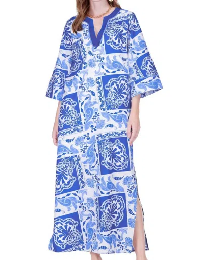 Jade Trimmed Maxi Cerulean Tiles In Blue