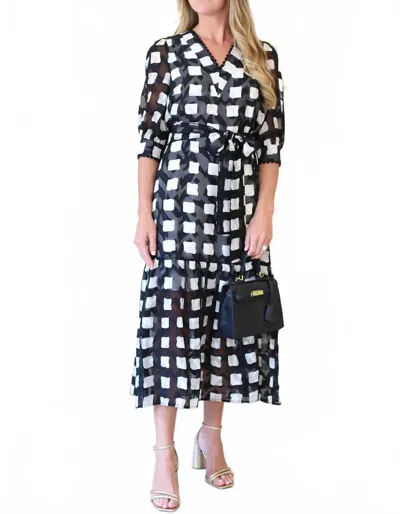 Jade Trimmed V-neck Maxi Dress In Checker Board In Multi