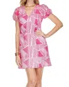 Jade V-neck Empire Dress In Empire Fuchsia Geo Eyelet In Pink