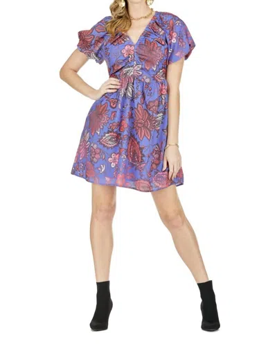 Jade V-neck Mini Dress In Falling Auburns In Multi