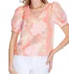Jade V-neck Puff Sleeve Blouse In Gold Dust In Multi