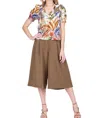 Jade V-neck Puff Sleeve Top In Leaf Mosaic In Multi