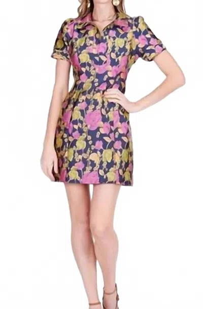 Jade Vibrant Vines Front Zip Fitted Mini Dress In Multi