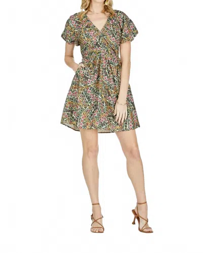 Jade V-neck Ruch Dress In Multi