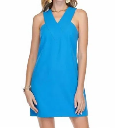 Jade V-yoke Halter Dress In Blue