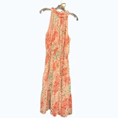Jade Women's Cinch Waist Halter Dress In Pink Garden In Multi