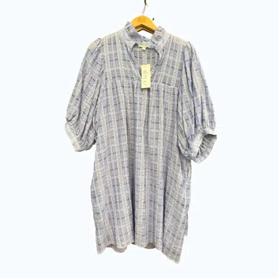 Jade Women's High Neck Puff Sleeve Dress In Denim In Multi