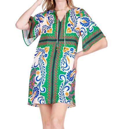Jade Women's Kimono Tunic Dress In Artistic Scarf In Multi