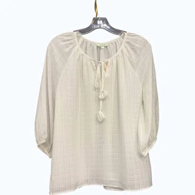 Jade Women's Peasant Blouse In White In Multi