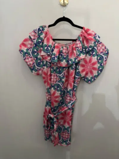 Jade Women's Ruffle Dress In Kaleidoscope Pink Green In Multi