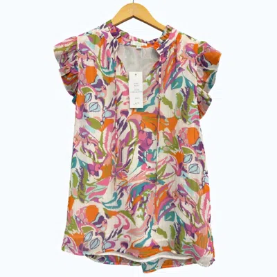 Jade Women's Ruffles Shell Blouse In Boho Blossom In Multi