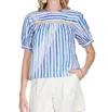 Jade Yoke Trimmed Top In Royal Stripe In Multi