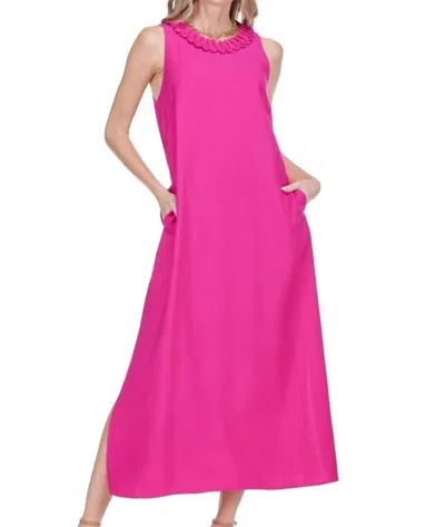 Jade Zig-zag Trim Neck Dress In Berry In Pink