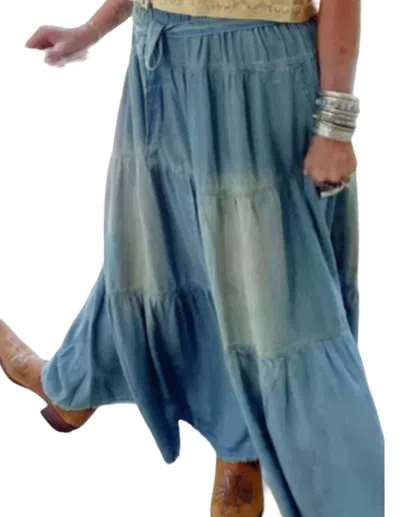 Jaded Gypsy Drift Away Skirt In Lt Denim Blue