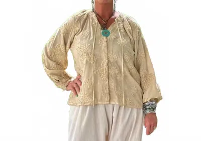 Jaded Gypsy Floral Imprints Top In Beige In Neutral