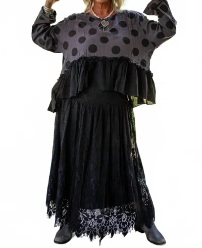 Jaded Gypsy Love Letter Skirt In Black In Blue