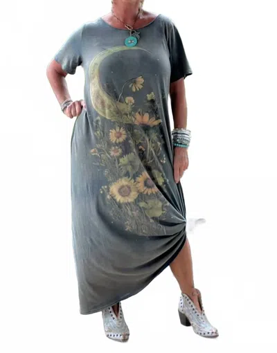 Jaded Gypsy Moon Flower Dress In Green In Multi