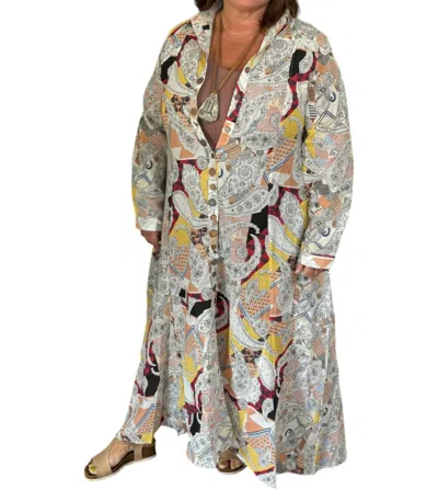 Jaded Gypsy Paisley Skies Duster Dress In White