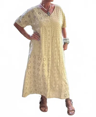 Jaded Gypsy Patched Eyelet Dress In Beige In Multi