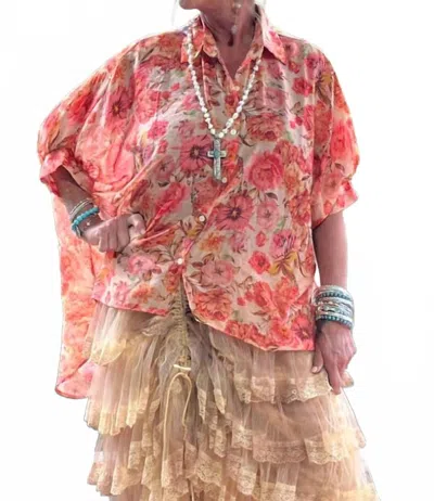 Jaded Gypsy Rosie Days Sheer Top In Orange In Multi