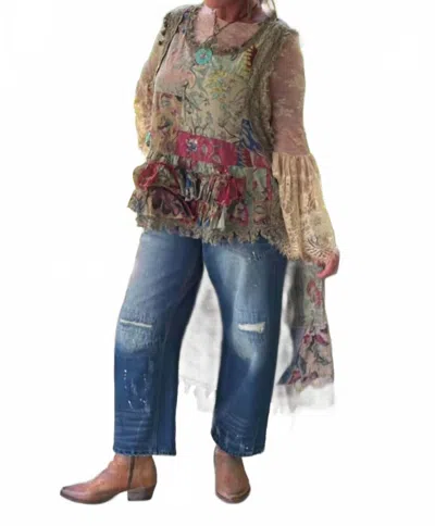 Jaded Gypsy Ruffle Up High-lo Top In Red/blue Floral In Multi