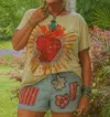 Jaded Gypsy Sacred Heart Short Sleeve Tee In Beige In Brown