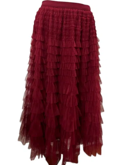 Jaded Gypsy Women's Easy To Love Ruffle Skirt In Burgundy In Red