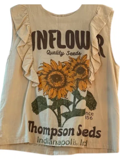 Jaded Gypsy Women's Sun Flower Top In Beige In Neutral