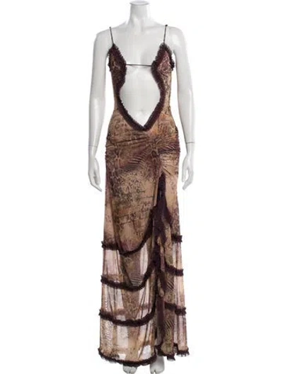 Pre-owned Jaded London Animal Print Long Dress W/ Tags In Brown