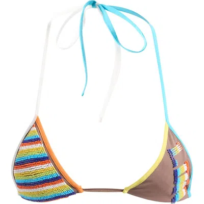 Jaded London Bead Embellished Triangle Bikini Top In Multi
