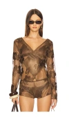 Jaded London Celina Wrap Top In Brown