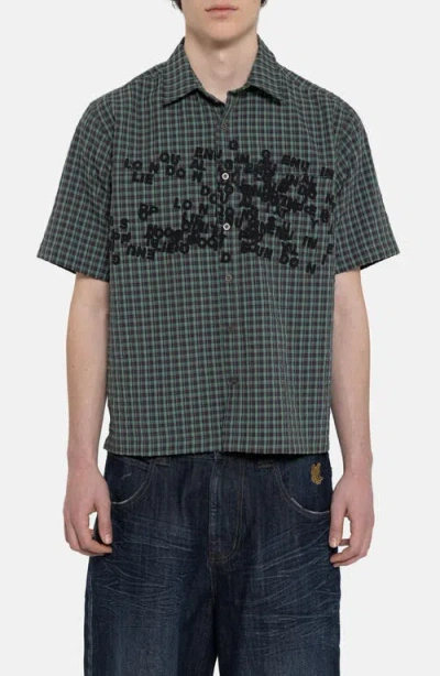 Jaded London Check Oversize Cotton Button-up Shirt In Green
