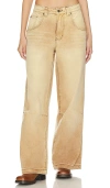Jaded London Womens Sand Colossus Faded-wash Wide-leg Low-rise Jeans In Sand