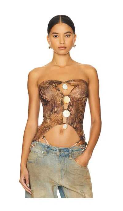 Jaded London Cut Out Top In Reptile Print