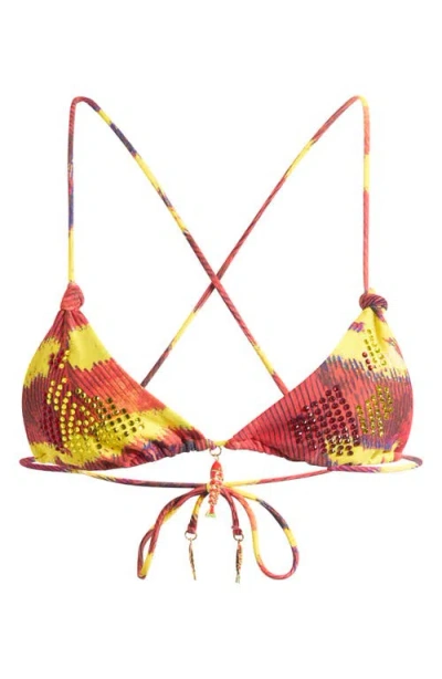 Jaded London Diamante Crystal Embellished Fish Charm Bikini Top In Multi