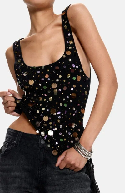 Jaded London Embellished Tank Top In Black