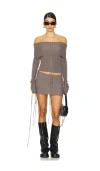 Jaded London Extreme Fold Over Lace Up Knit Top In Charcoal