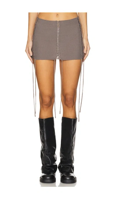 Jaded London Extreme Mini Lace Up Knit Skirt In Brown