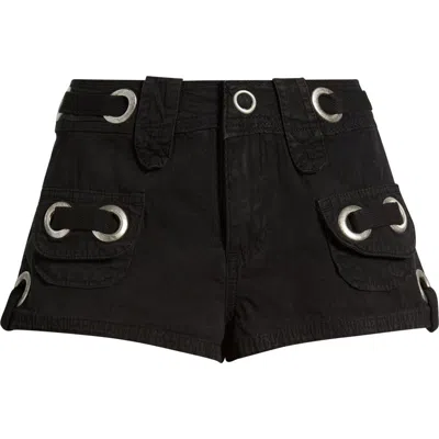 Jaded London Eyelet Cargo Mini Shorts In Black