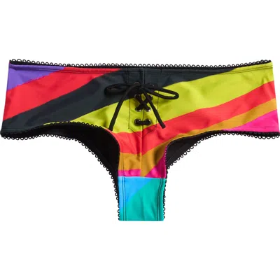 Jaded London Freda Multi Stripe Lace-up Bikini Bottoms