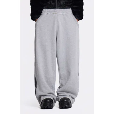 Jaded London Gothic Print Baggy Joggers In Gray