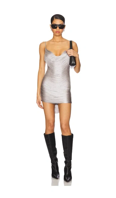 Jaded London Grey Marl Fringe Dress In Silver