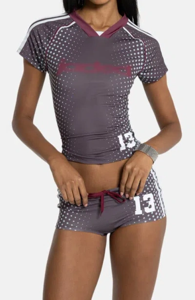 Jaded London Illusion Print Football Crop T-shirt In Gray