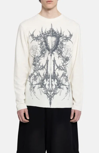 Jaded London Kasper Digital Print Long Sleeve Thermal T-shirt In White