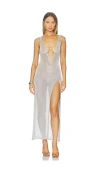 Jaded London Lurex Knit Laddered Maxi Dress In Gray