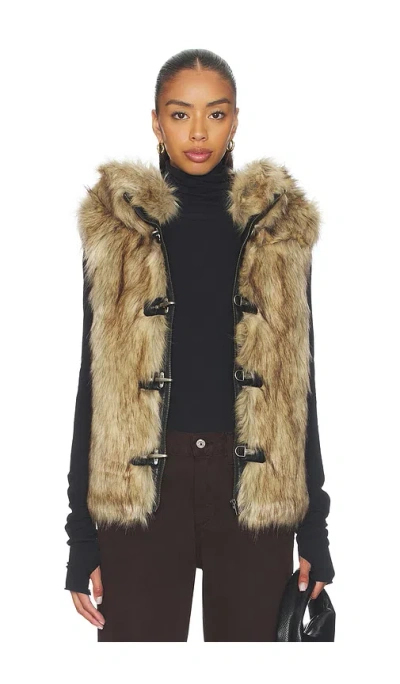 Jaded London Mendoza Faux Fur Gilet In Brown