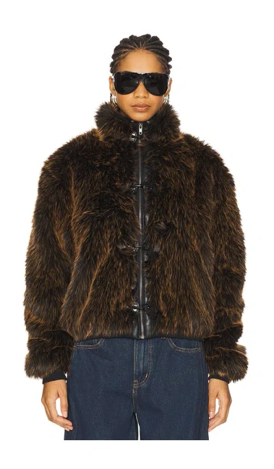 Jaded London Mendoza Faux Fur Jacket In 棕色