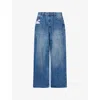 Jaded London Mens Tattoo-print Distressed Denim Jeans Blue In Blue