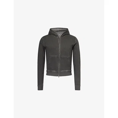 Jaded London Mens Dark Oil Wash Anthracite Monster Long-sleeve Cotton-jersey Hoody In Gray