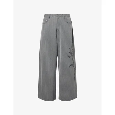 Jaded London Mens Grey Gothic Goliath Striped Stretch-woven Trousers In Gray